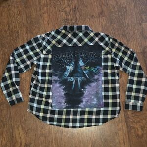 UPCYCLED Volcom Black and White Plaid Shirt PINK FLOYD
